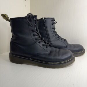 Dr. Martens Men Sz 5 Ladies Sz 6 1460Y Black Leather Lace Side Zip‎ Combat Boot